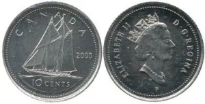 2000P 10 cents dime