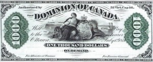 1871 Dominion of Canada Thousand Dollar Bill
