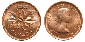 valuable 1953 shoulder fold Canadian penny