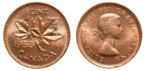 valuable 1953 shoulder fold Canadian penny