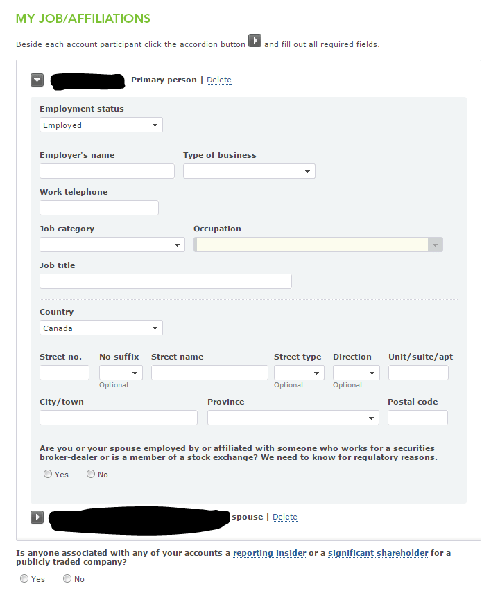 Quested Job Affiliation form