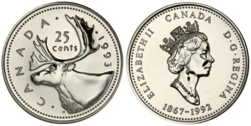 1993 Canada 25 cent mule