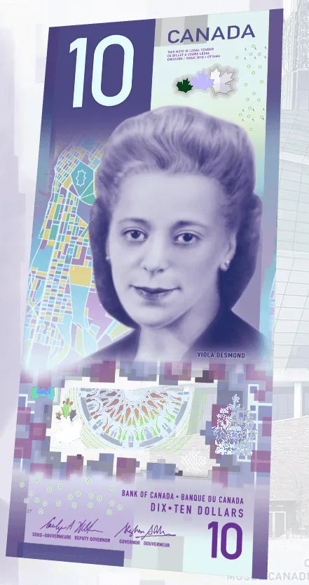 Canada New $10 bill Viola Desmond Front