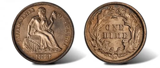 rarest US coins 1873 Carson City Liberty Seated Dime 