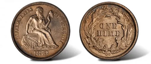 rarest US coins 1873 Carson City Liberty Seated Dime