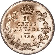 Canada 1936 dot dime most valuable coins in the world