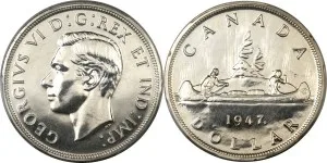 Canada 1947 Maple Leaf silver dollar