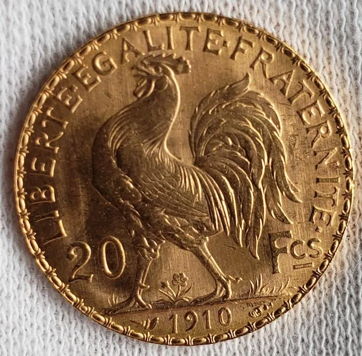 20 Franc Gold Coins: Rooster and Napoleon III