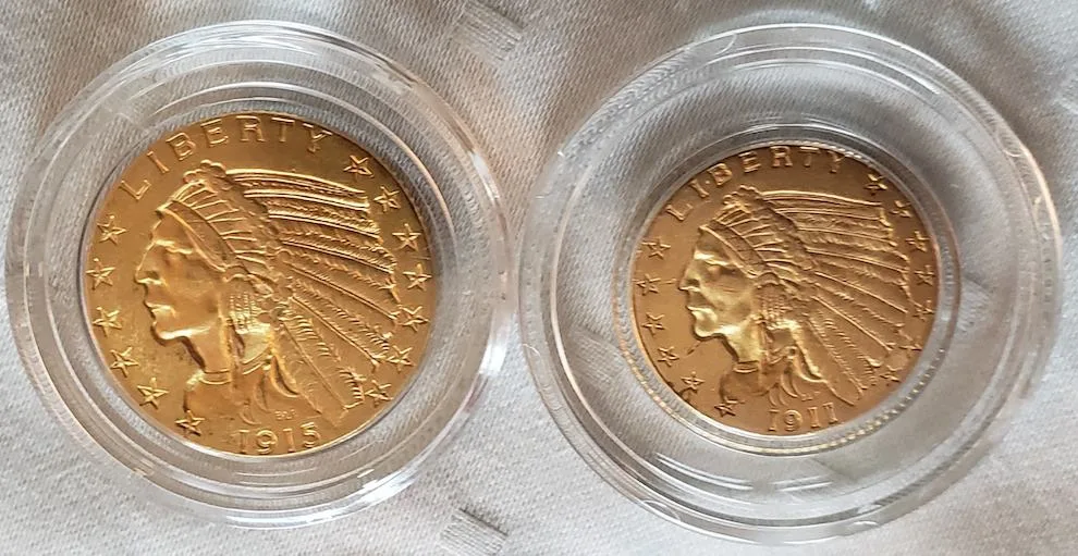 Gold Indian Head coins Pair